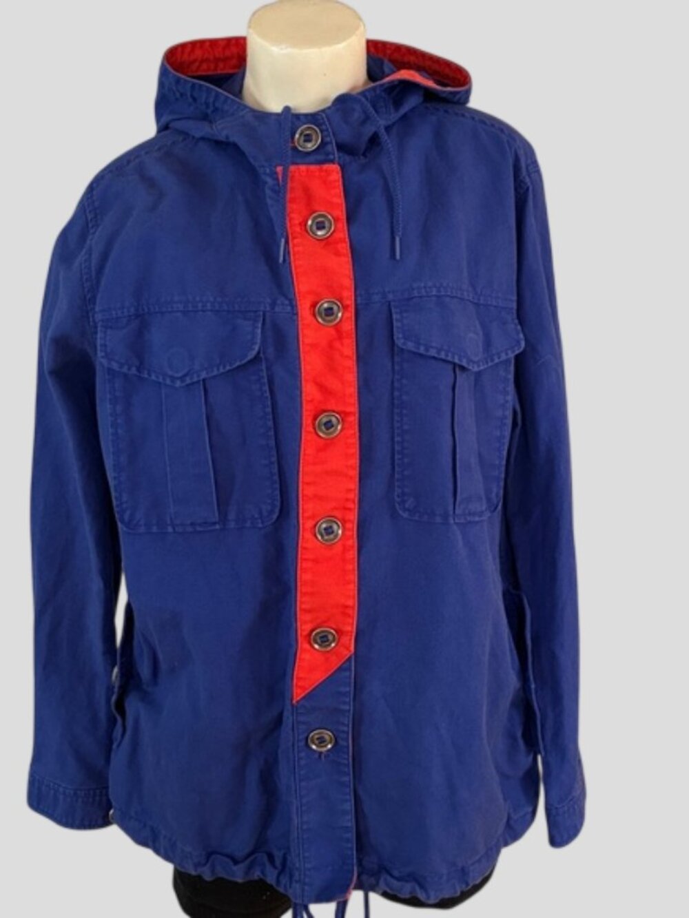 J. Crew Blue Utility Jacket with Red Trim